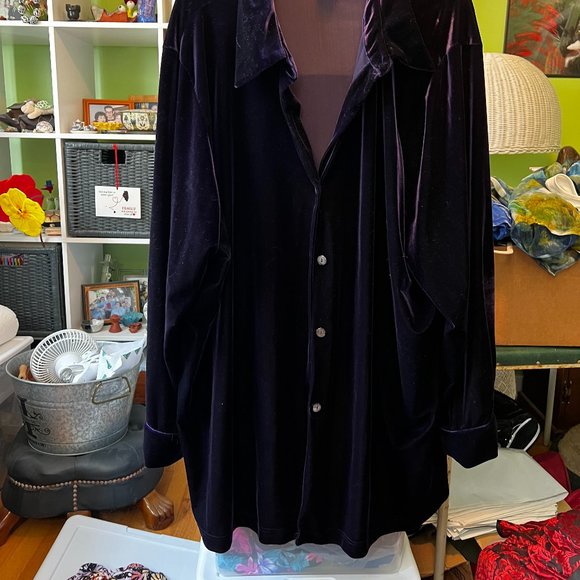 Deep Purple Button Down Long Sleeve Top 26/28 - Picture 2 of 6